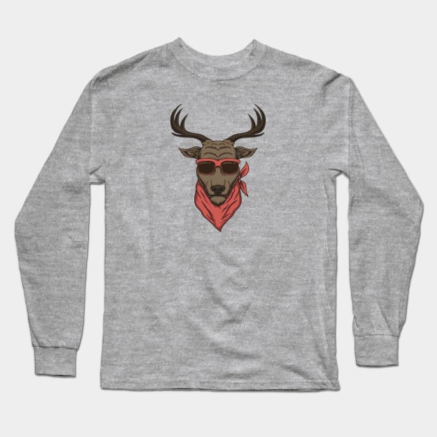 Cool Deer Head with Sunglasses Long Sleeve T-Shirt by SLAG_Creative